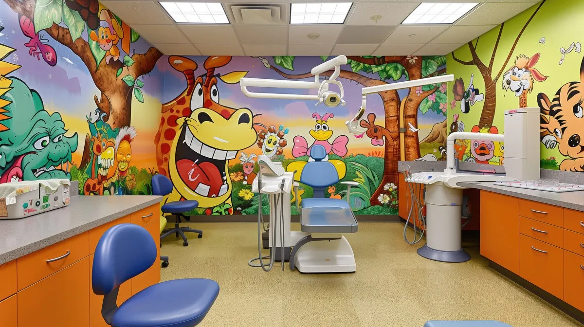 AdobeStock_754825115 Colorful chidren pediatric dentist office interior