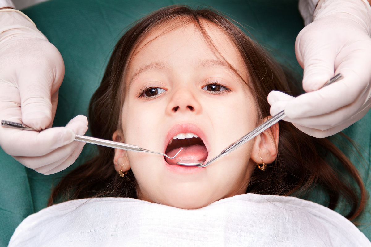 child patient at the dentist - close up